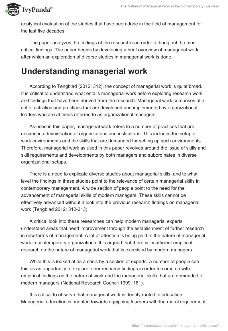 The Nature of Managerial Work in the Contemporary Business. Page 2