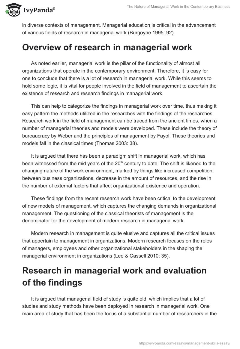 The Nature of Managerial Work in the Contemporary Business. Page 3