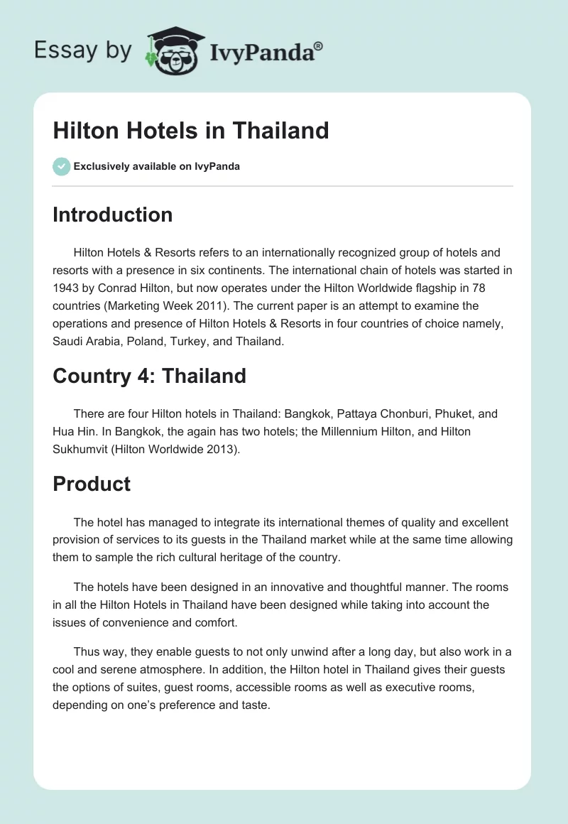 Hilton Hotels in Thailand. Page 1