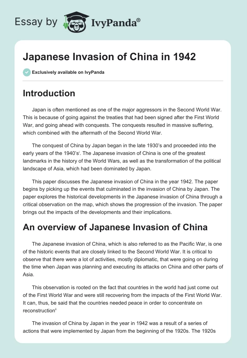 Japanese Invasion of China in 1942. Page 1
