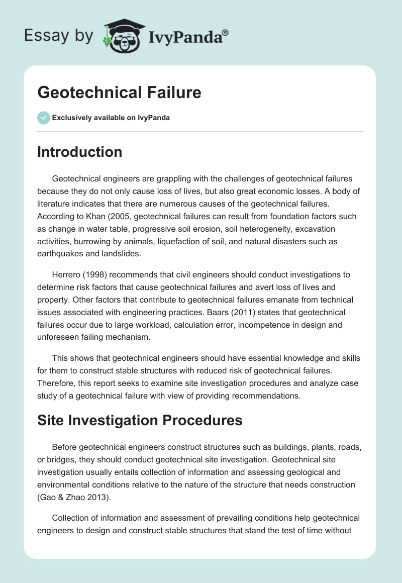 Geotechnical Failure. Page 1