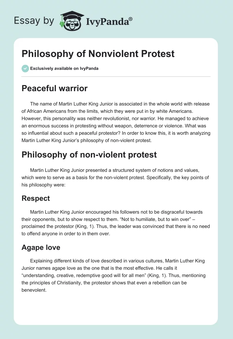 Philosophy of Nonviolent Protest. Page 1
