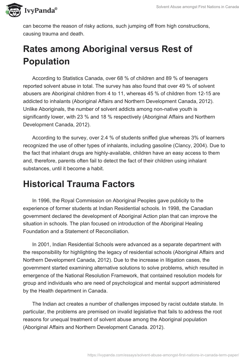 Solvent Abuse Amongst First Nations in Canada. Page 3