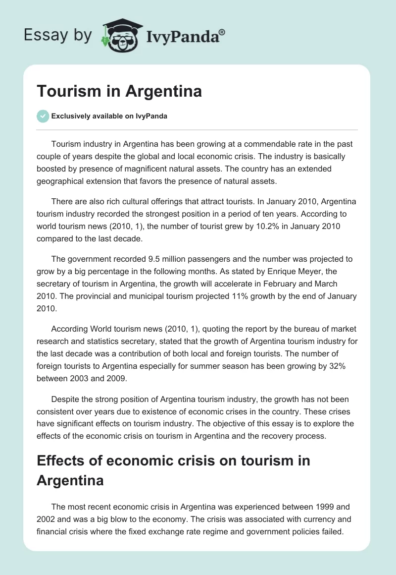 Tourism in Argentina. Page 1