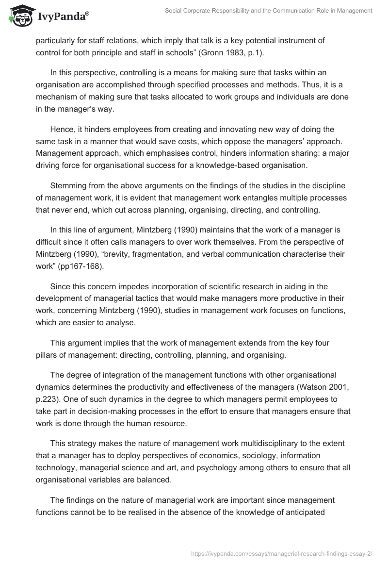 Social Corporate Responsibility and the Communication Role in Management. Page 4