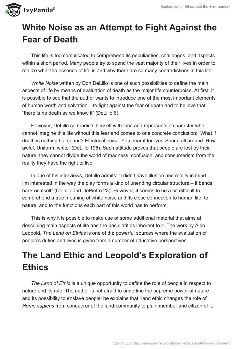 Exploration of Ethics and the Environment. Page 2
