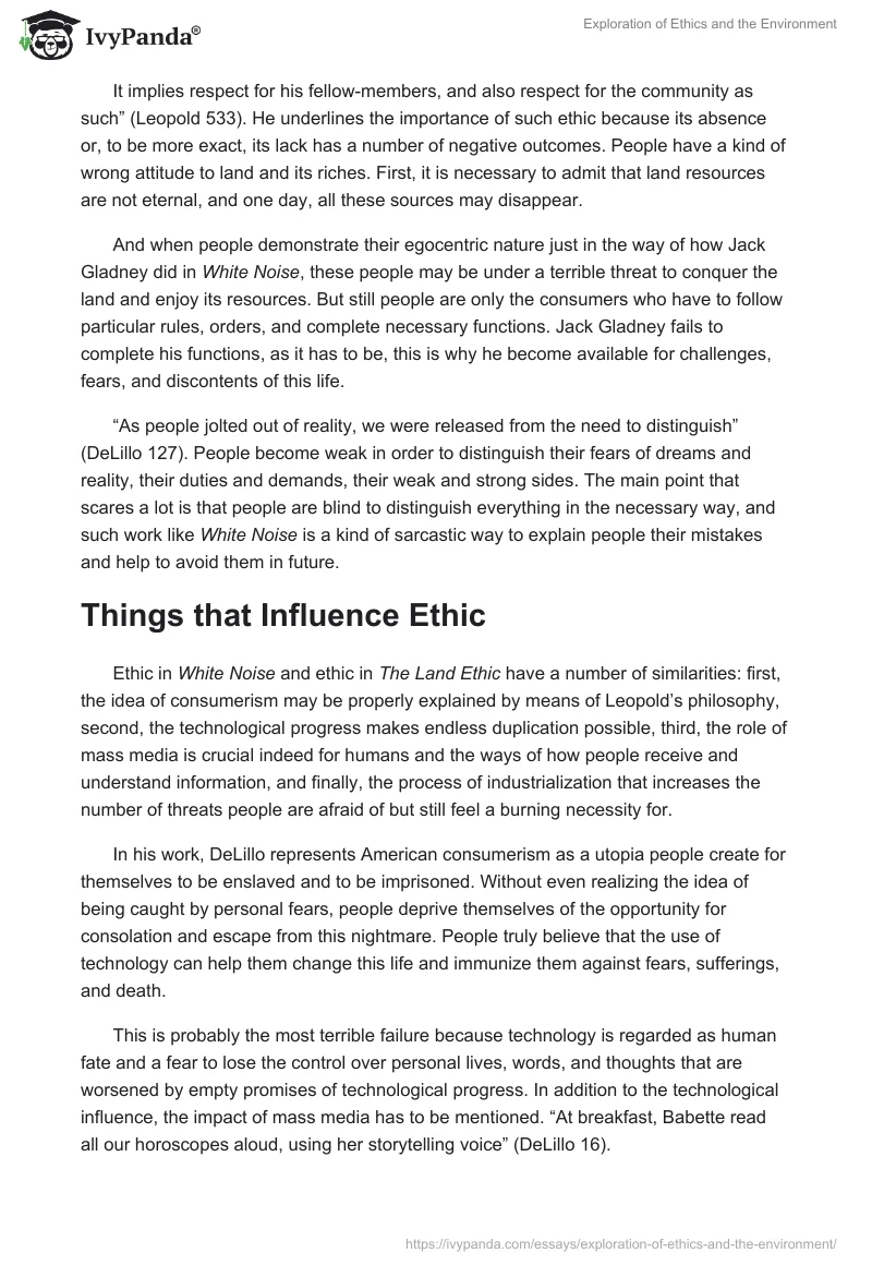 Exploration of Ethics and the Environment. Page 3