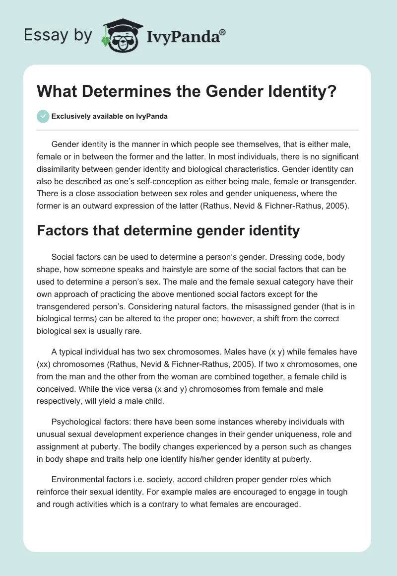 What Determines the Gender Identity?. Page 1