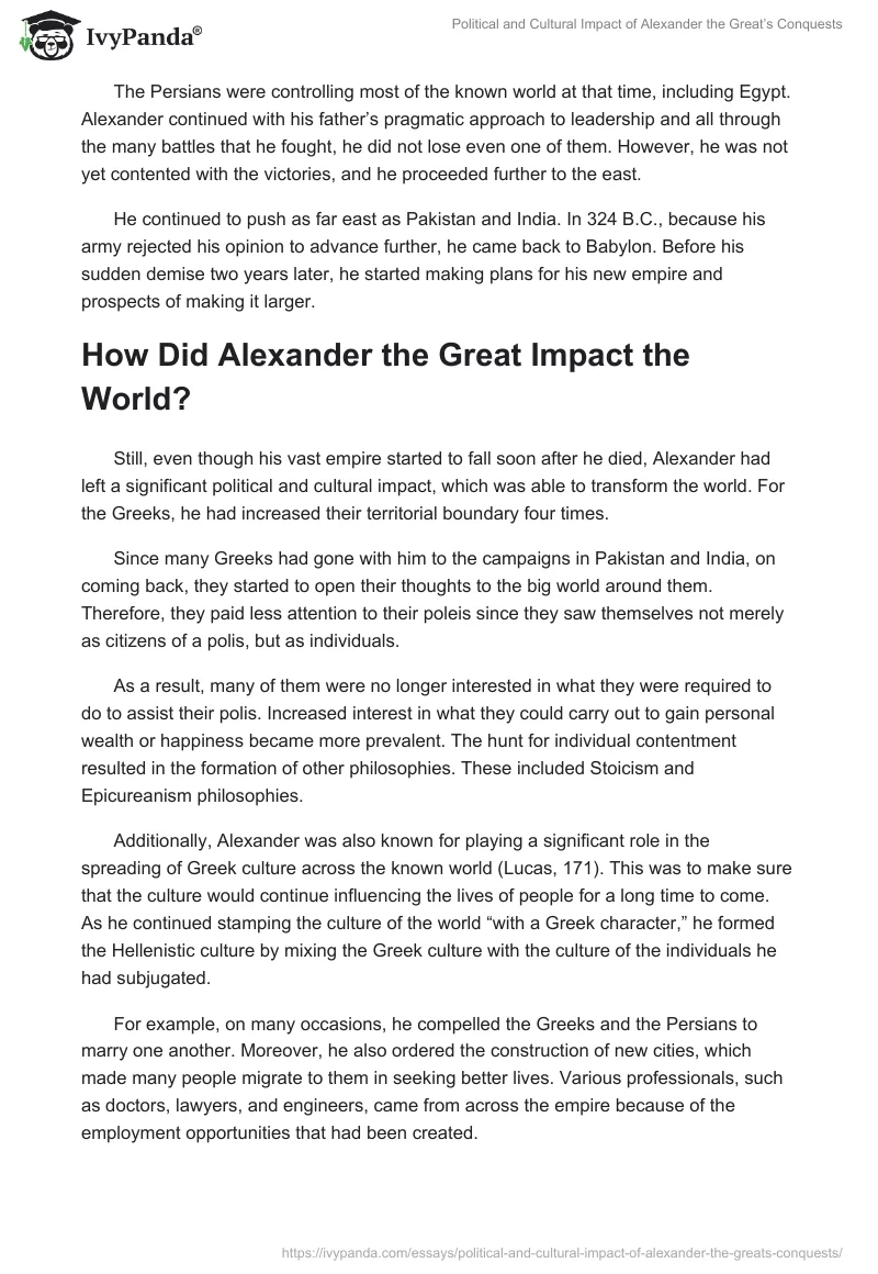 Political and Cultural Impact of Alexander the Great’s Conquests. Page 2