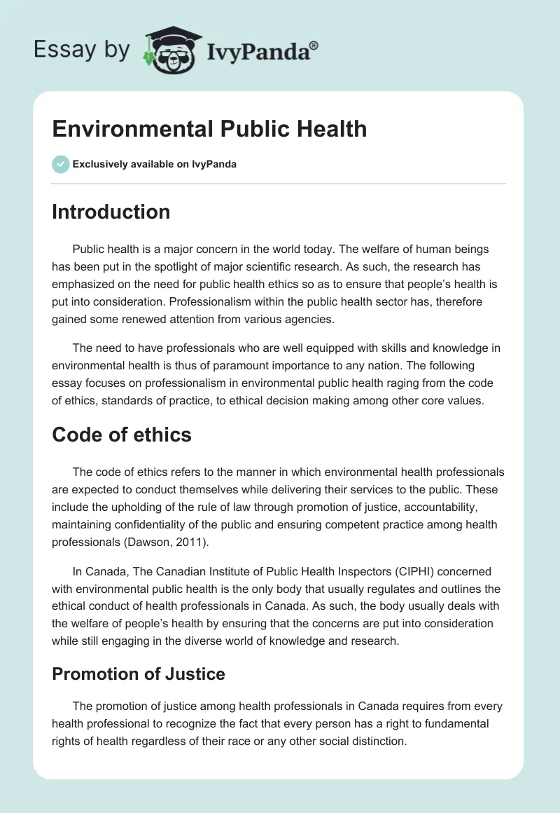 Environmental Public Health. Page 1
