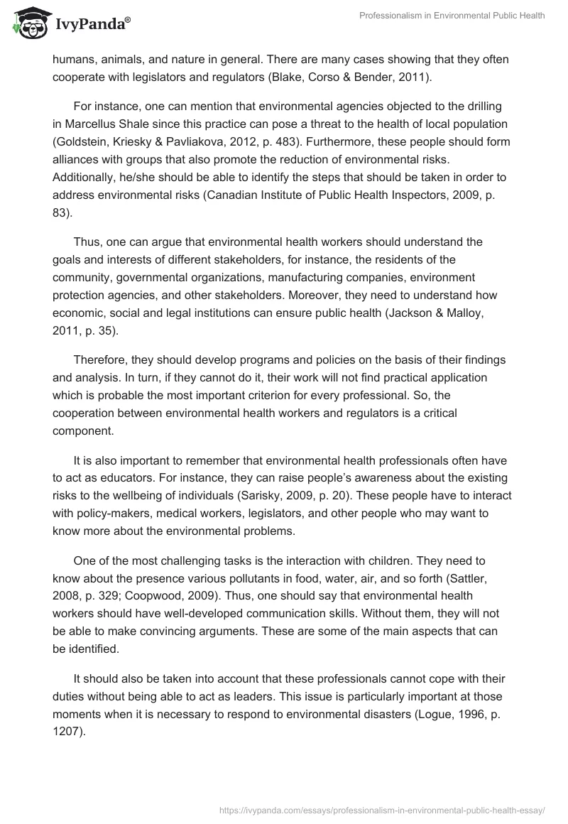Professionalism in Environmental Public Health. Page 3
