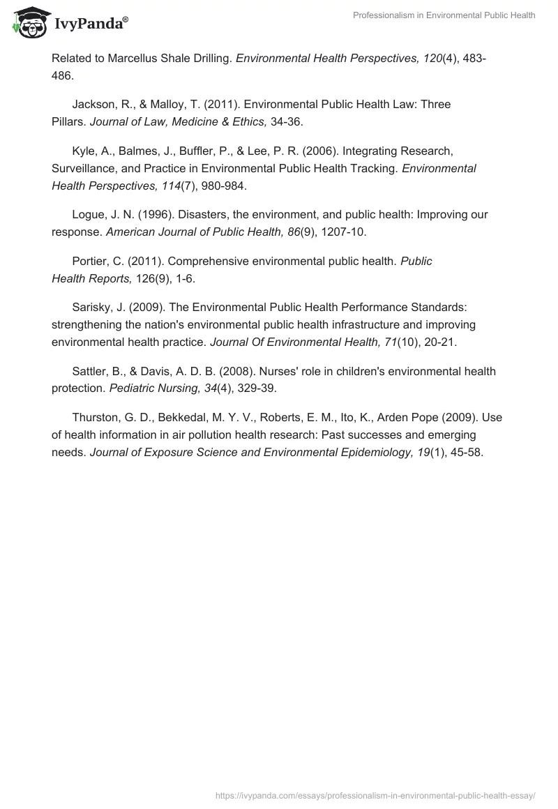 Professionalism in Environmental Public Health. Page 5
