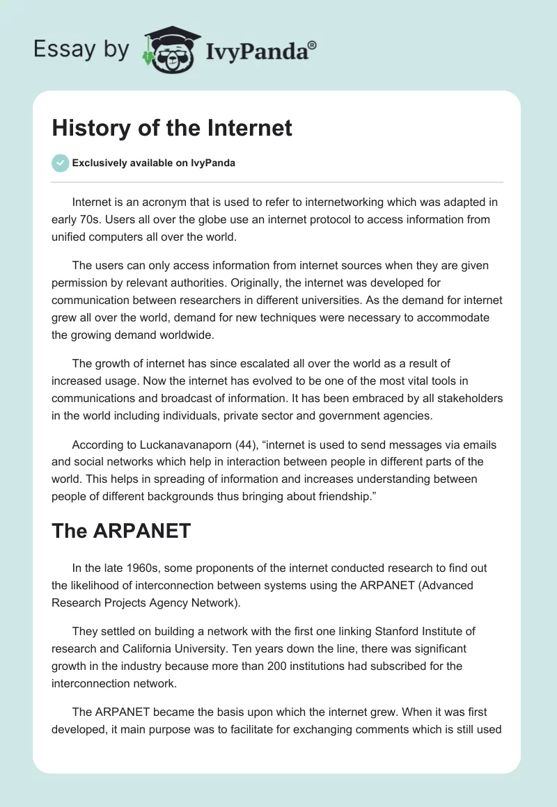 History of the Internet. Page 1
