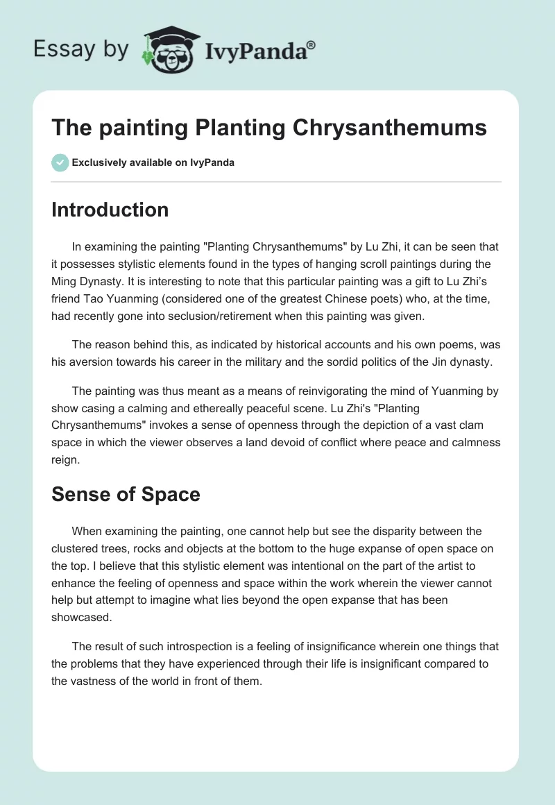 The painting "Planting Chrysanthemums". Page 1