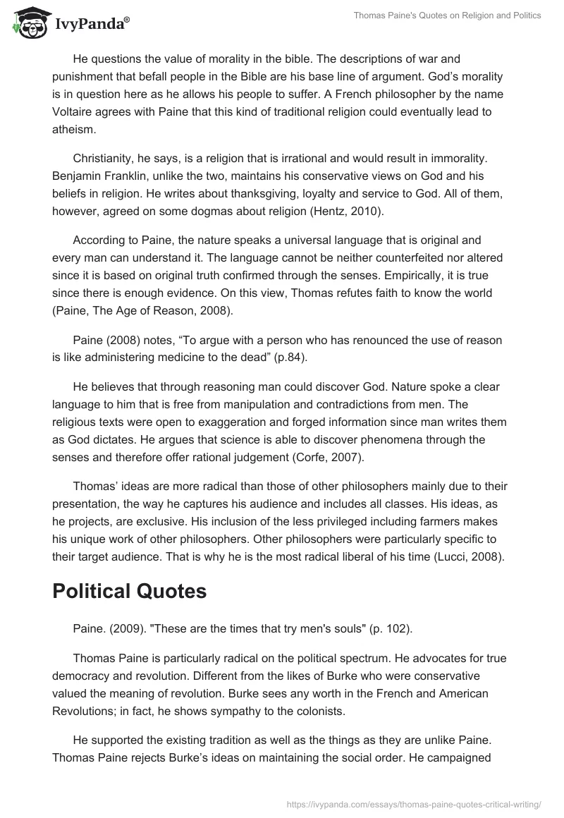 Thomas Paine's Quotes on Religion and Politics. Page 2