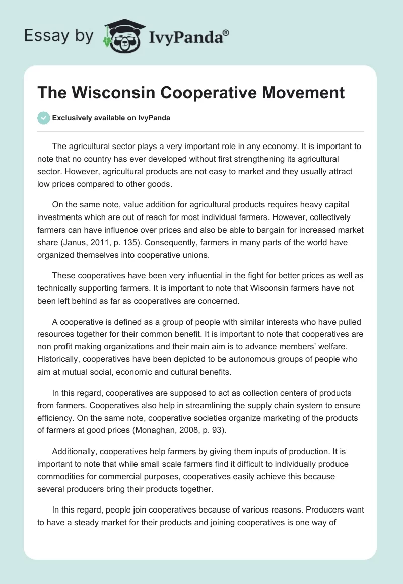 The Wisconsin Cooperative Movement. Page 1
