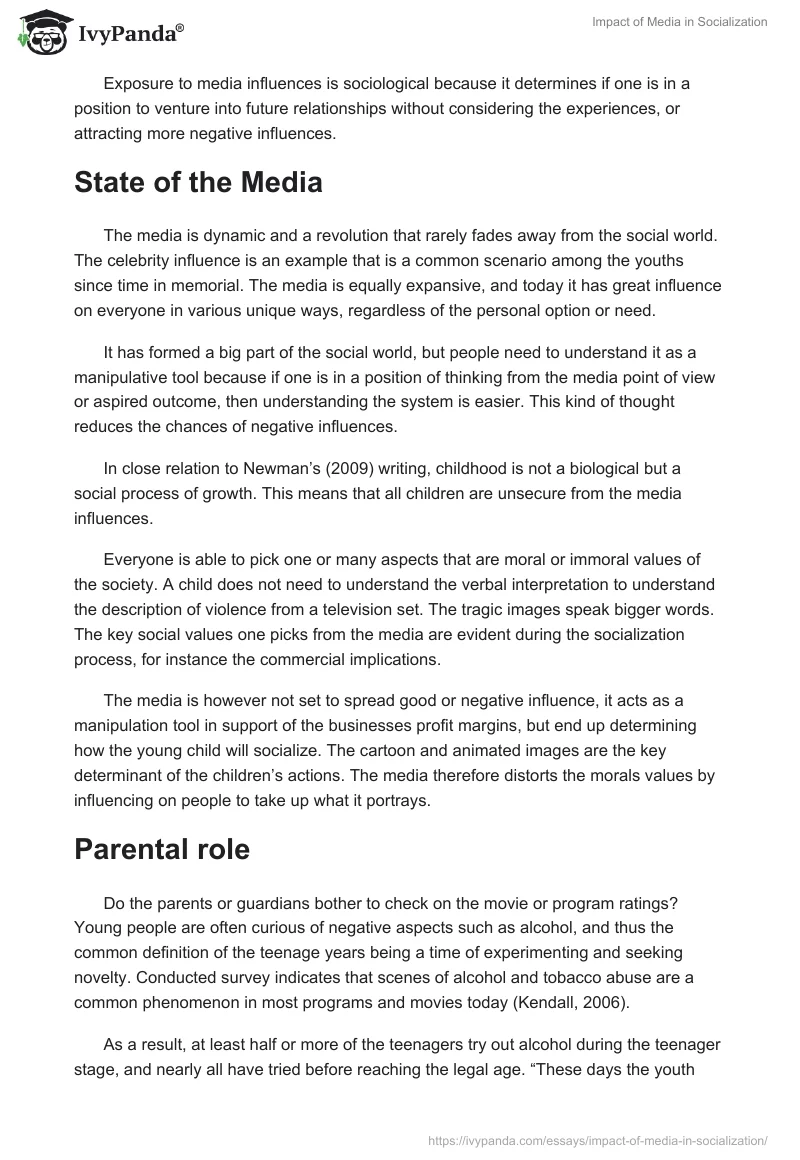 Impact of Media in Socialization. Page 2