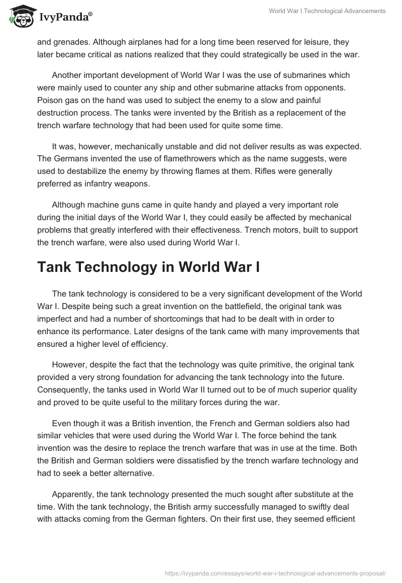 World War I Technological Advancements. Page 3