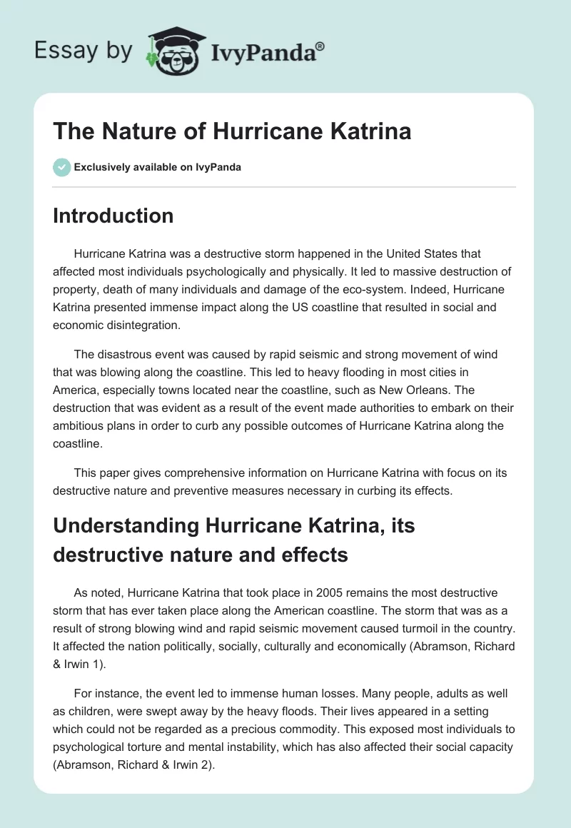 The Nature of Hurricane Katrina. Page 1