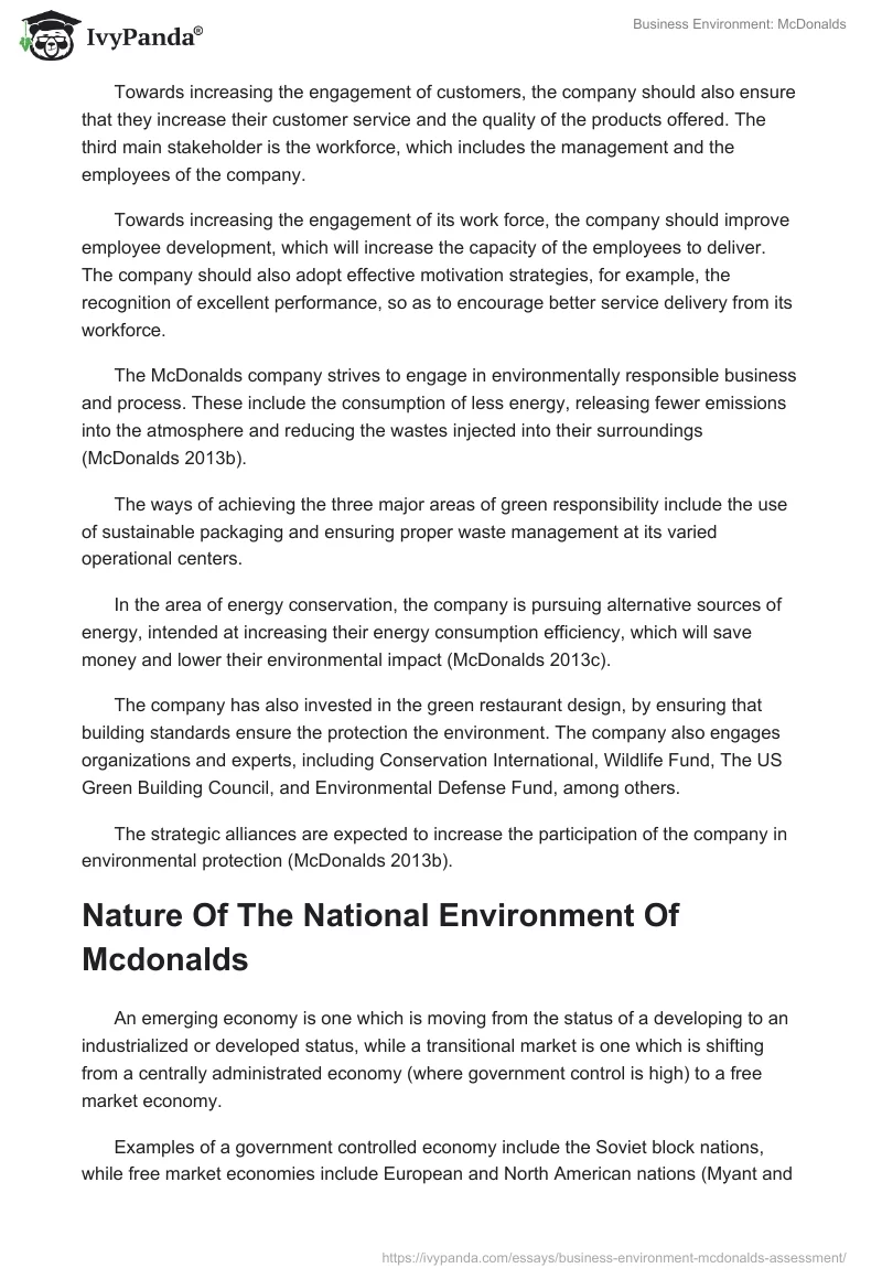 Business Environment: McDonalds. Page 4