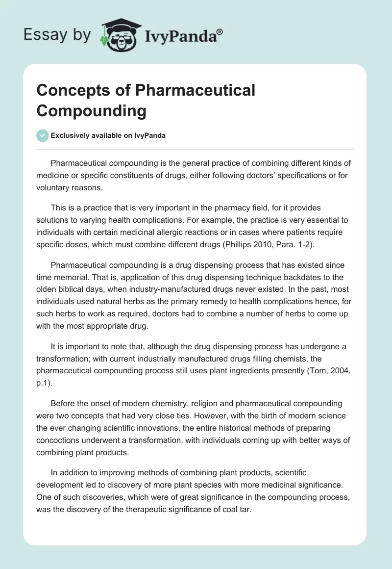 Concepts of Pharmaceutical Compounding. Page 1
