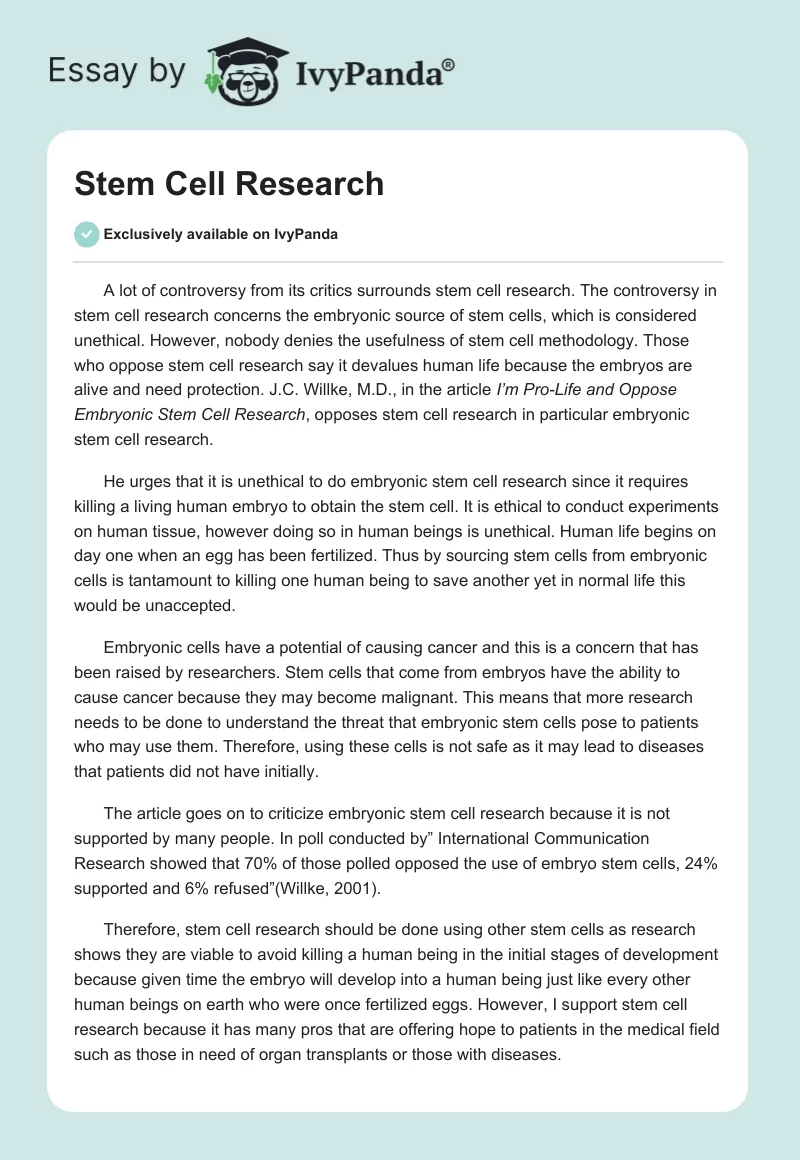 Stem Cell Research. Page 1