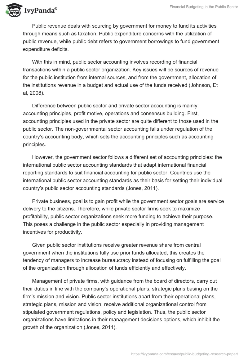 Financial Budgeting in the Public Sector. Page 2