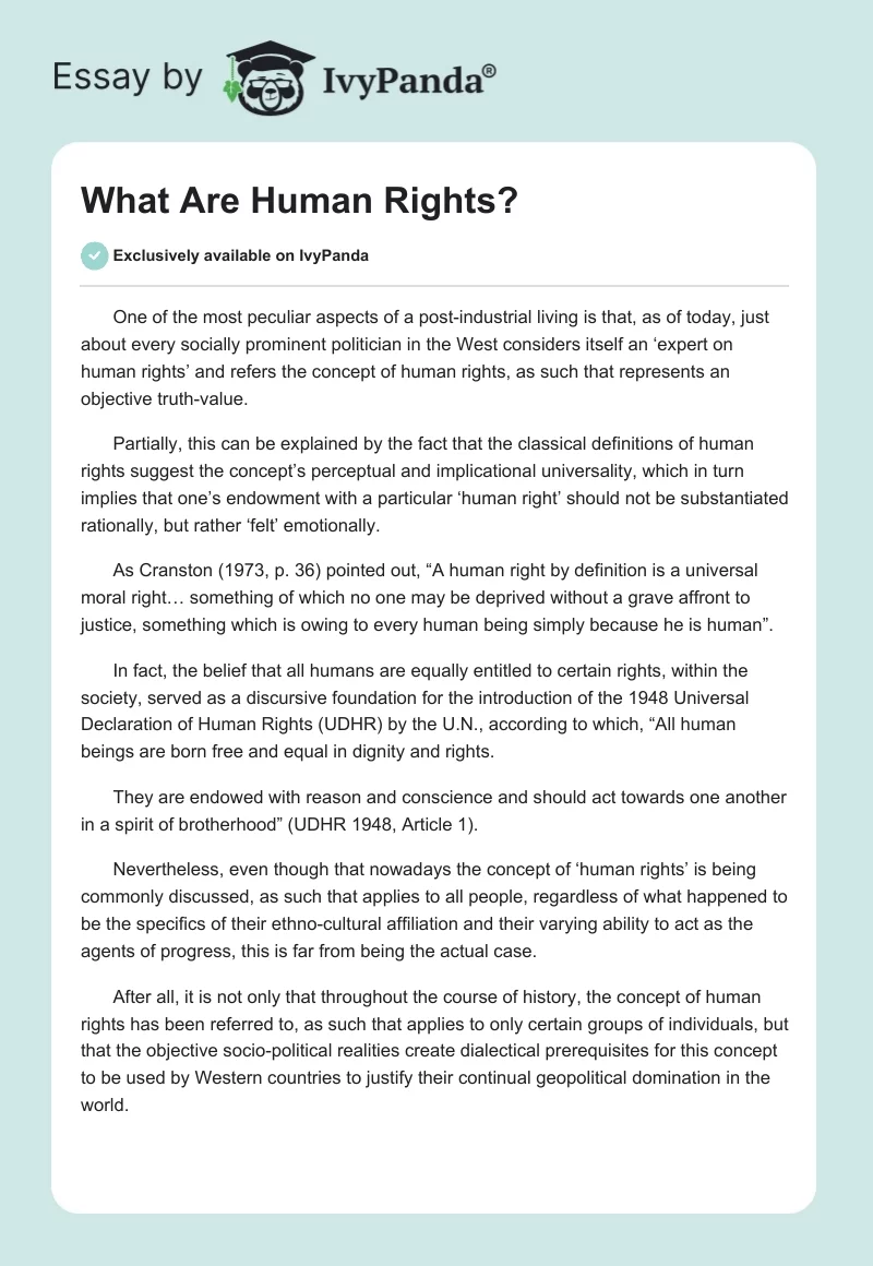 human rights essay 2000 words