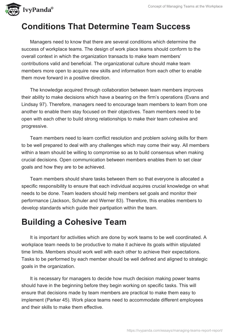 Concept of Managing Teams at the Workplace. Page 2