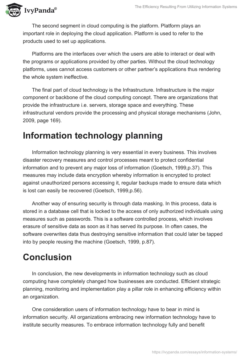 The Efficiency Resulting From Utilizing Information Systems. Page 4