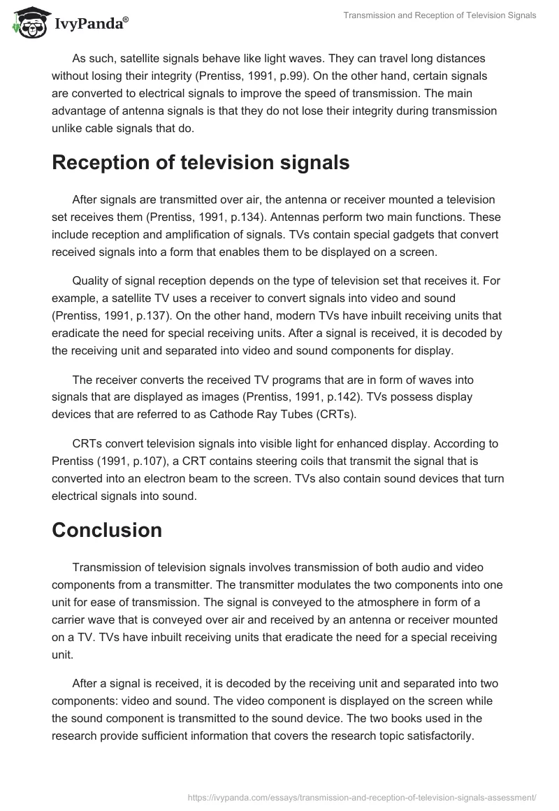Transmission and Reception of Television Signals. Page 3