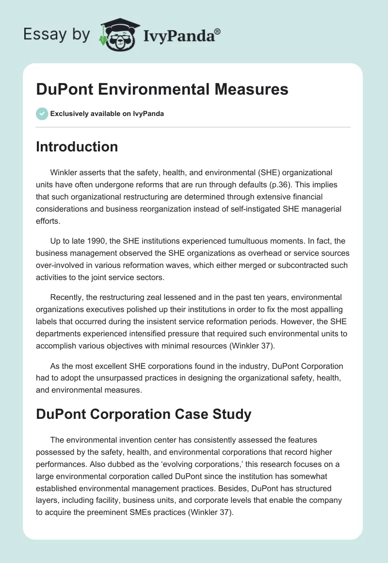 DuPont Environmental Measures. Page 1