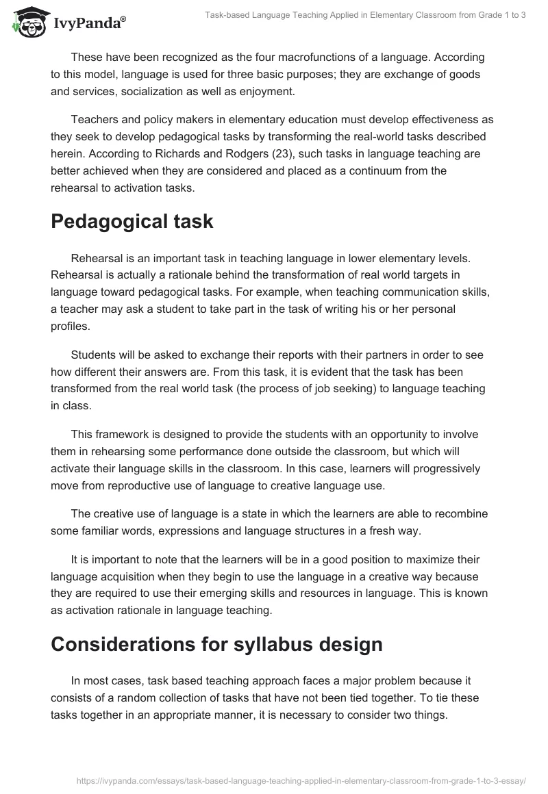 Task-Based Language Teaching Applied in Elementary Classroom From Grade 1 to 3. Page 2