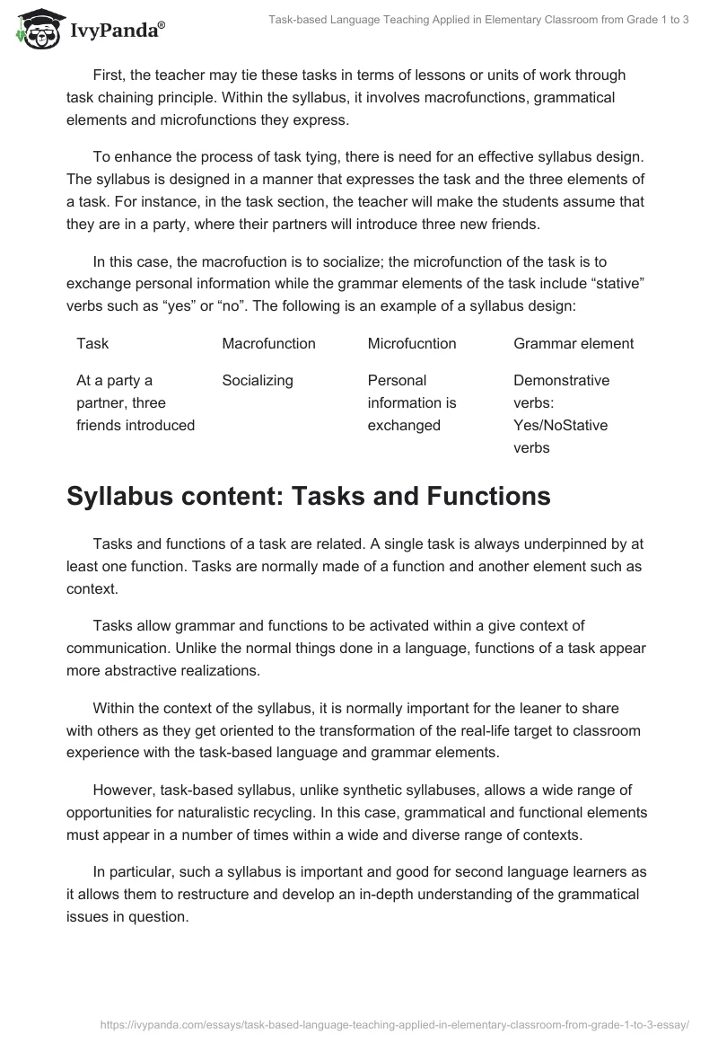 Task-Based Language Teaching Applied in Elementary Classroom From Grade 1 to 3. Page 3