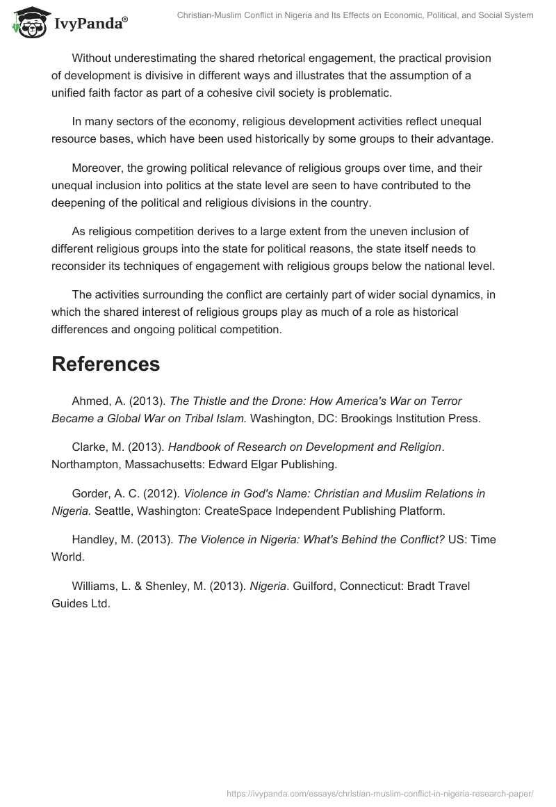 Christian-Muslim Conflict in Nigeria and Its Effects on Economic, Political, and Social System. Page 4