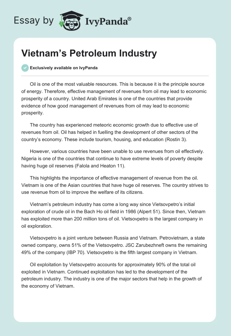 Vietnam’s Petroleum Industry. Page 1