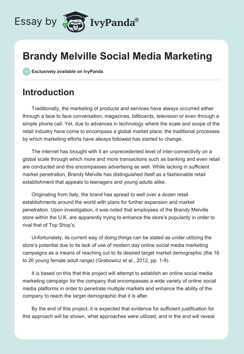 Brandy Melville Social Media Marketing. Page 1