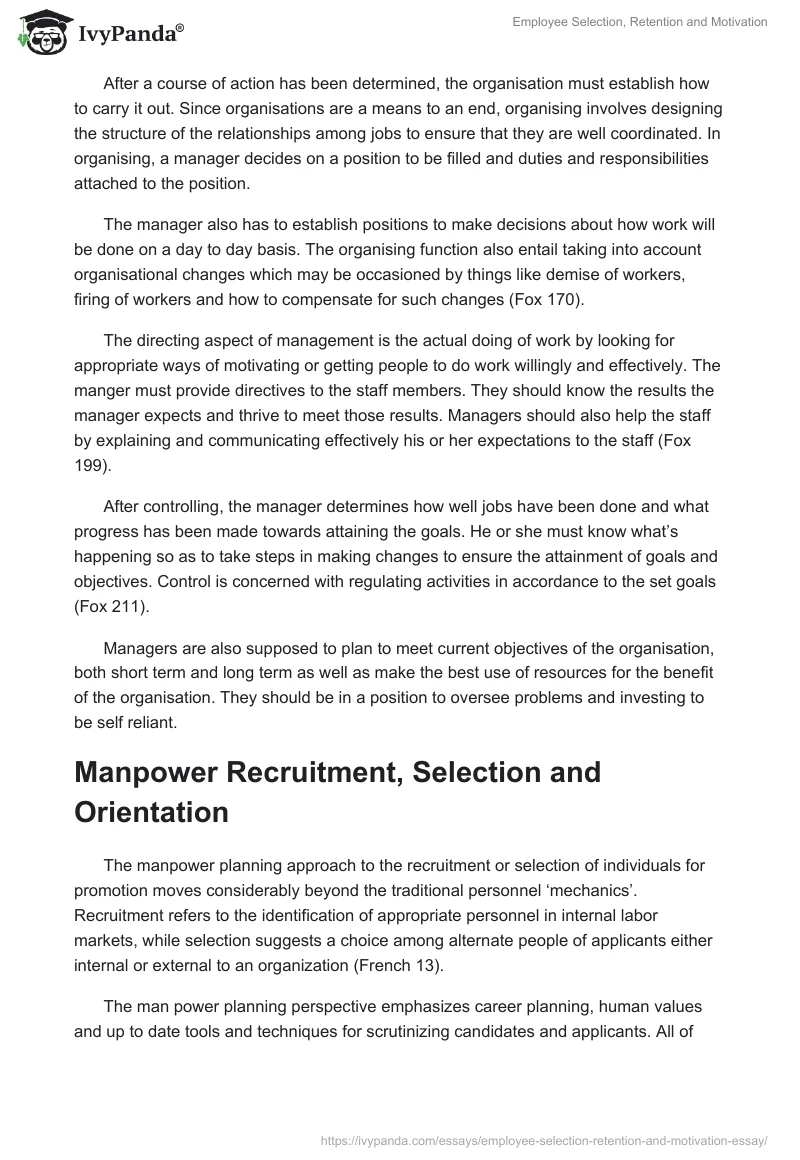 Employee Selection, Retention and Motivation. Page 2