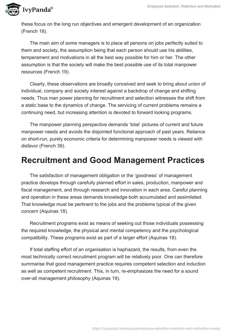 Employee Selection, Retention and Motivation. Page 3