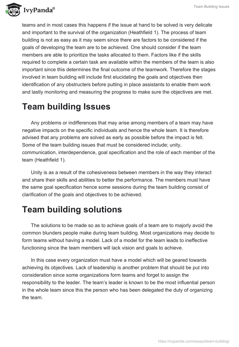 Team Building Issues. Page 2