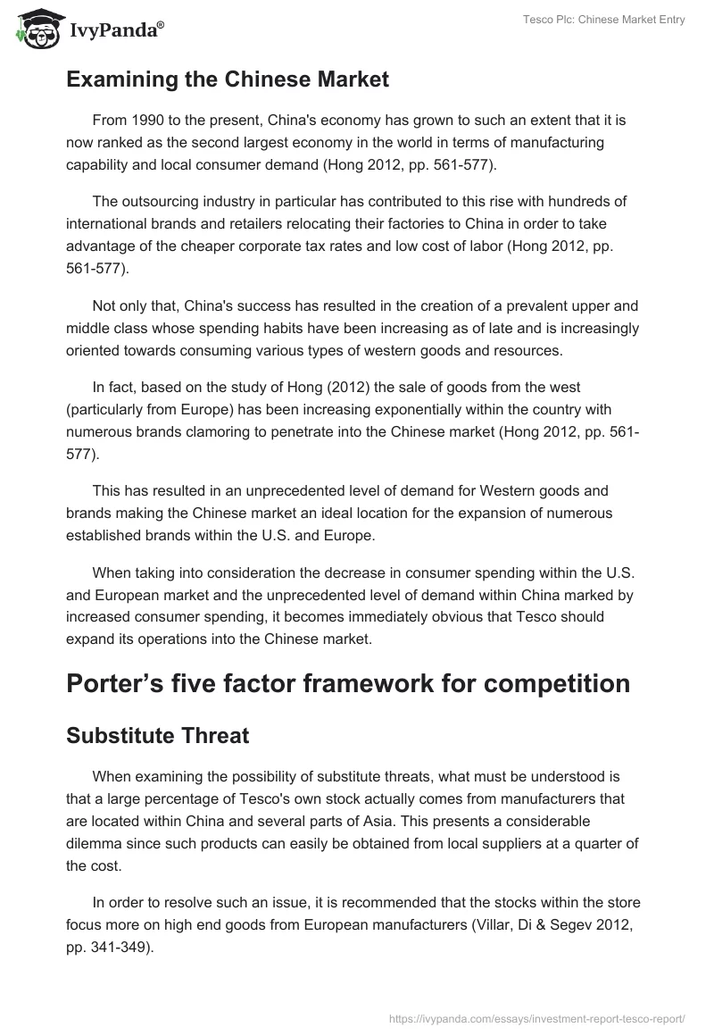 Tesco Plc: Chinese Market Entry. Page 3