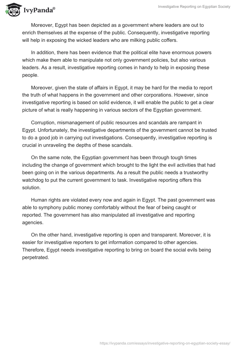 Investigative Reporting on Egyptian Society. Page 2