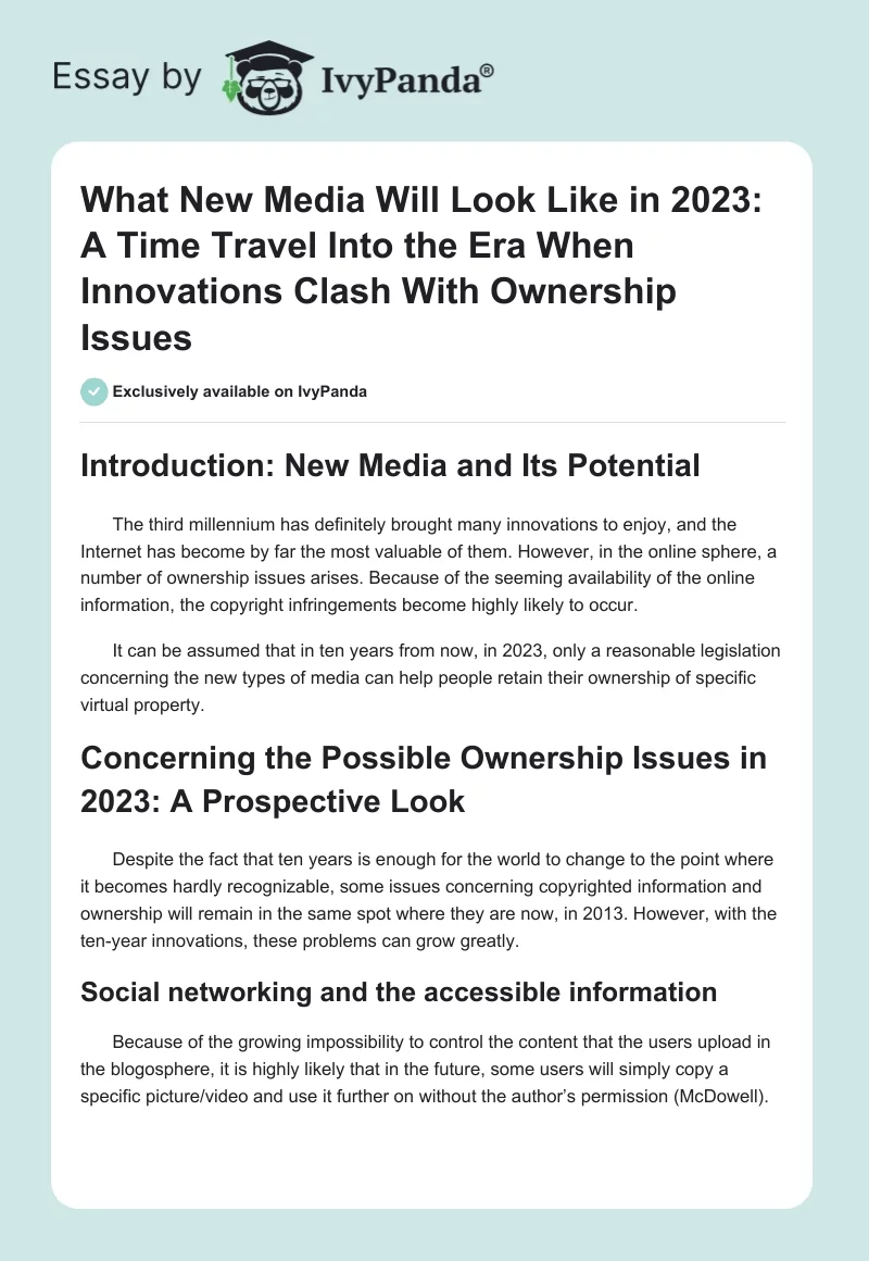 What New Media Will Look Like in 2023: A Time Travel Into the Era When Innovations Clash With Ownership Issues. Page 1