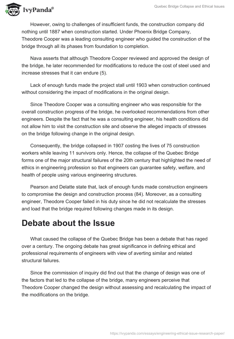Quebec Bridge Collapse and Ethical Issues. Page 2