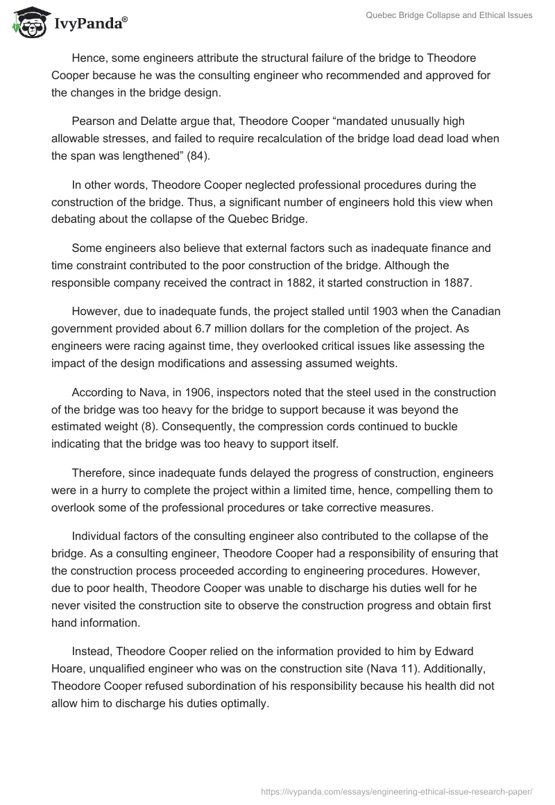 Quebec Bridge Collapse and Ethical Issues. Page 3