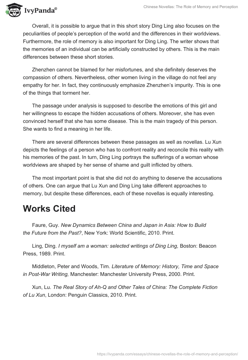Chinese Novellas: The Role of Memory and Perception. Page 3