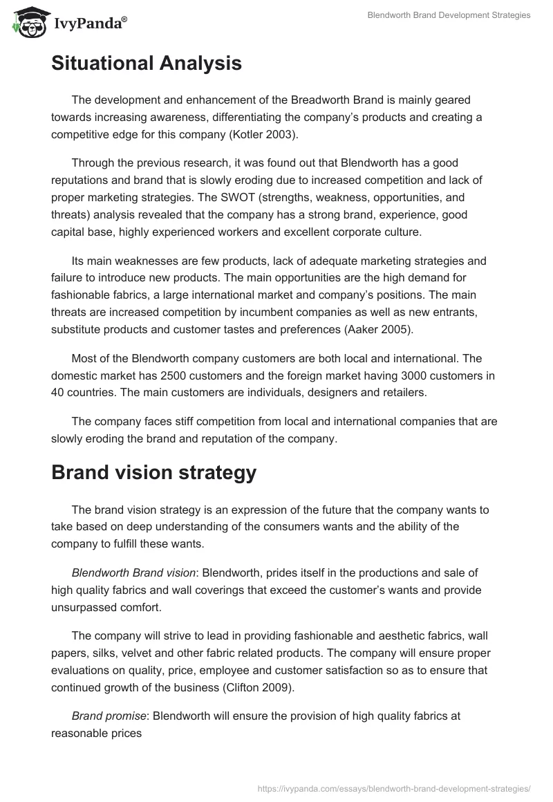 Blendworth Brand Development Strategies. Page 2