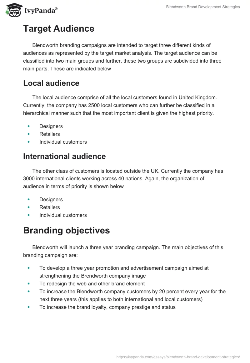 Blendworth Brand Development Strategies. Page 3