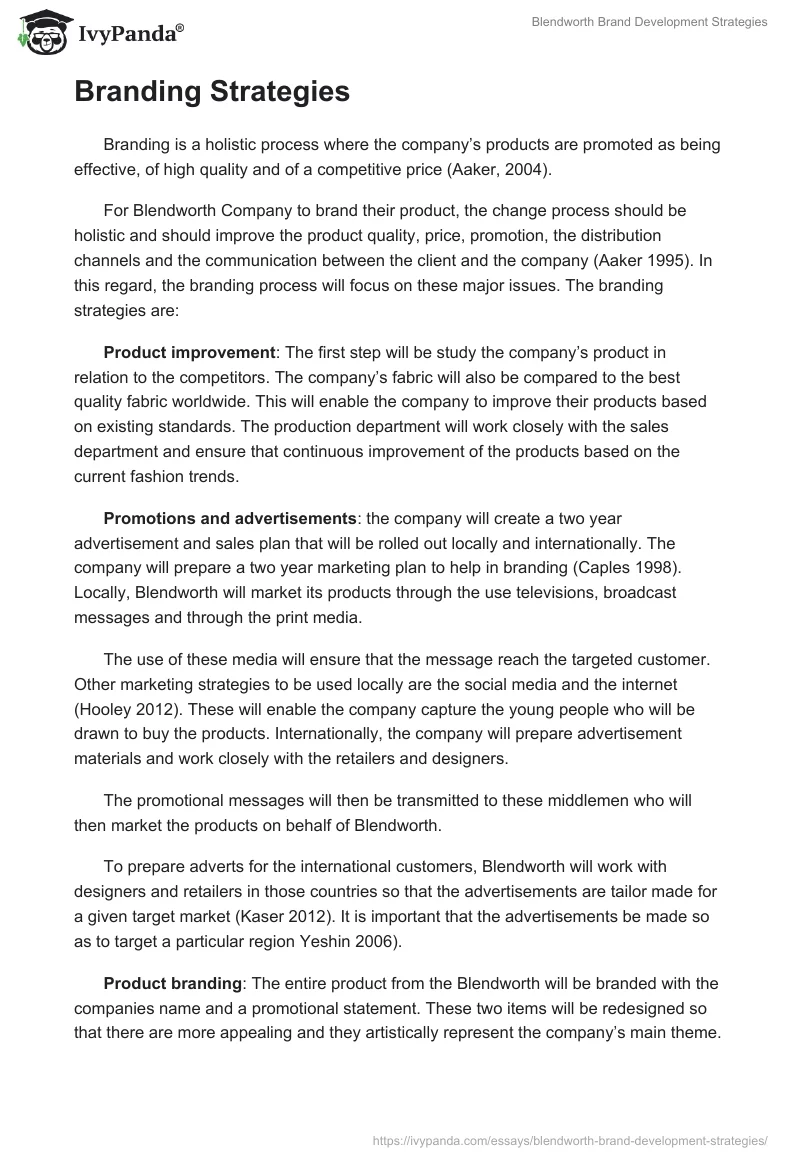 Blendworth Brand Development Strategies. Page 4