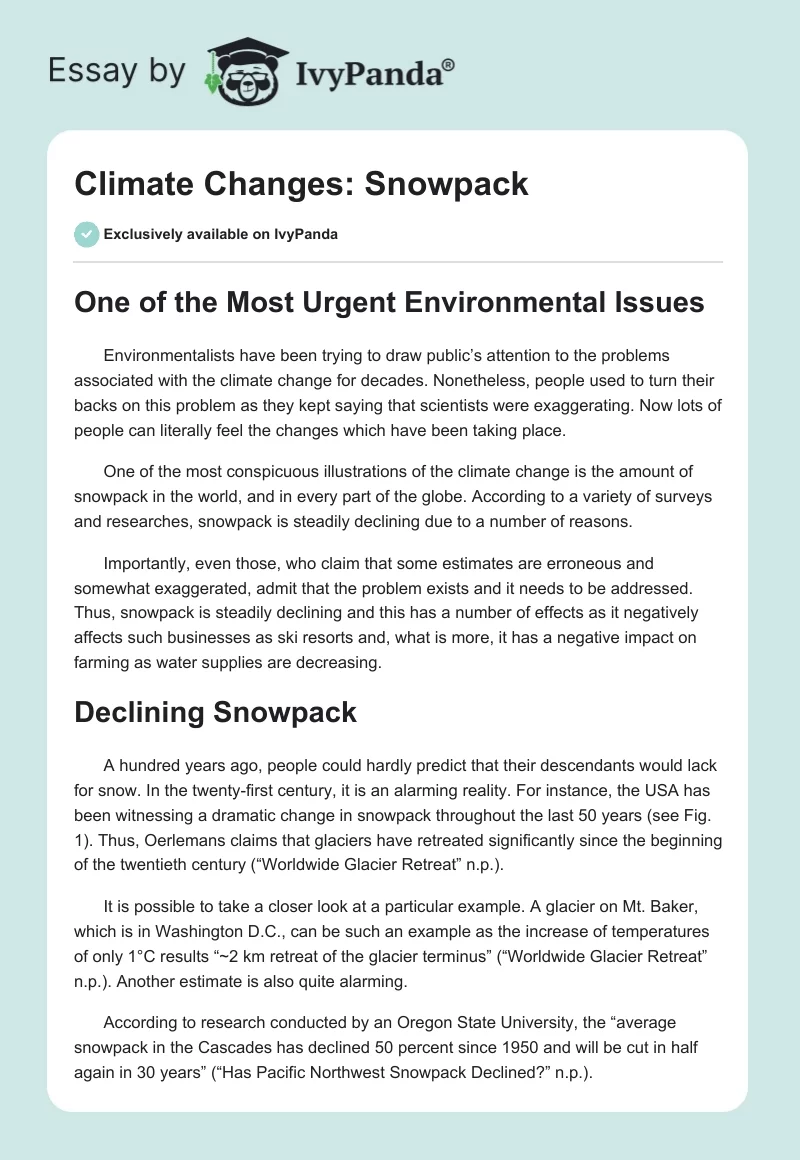 Climate Changes: Snowpack. Page 1